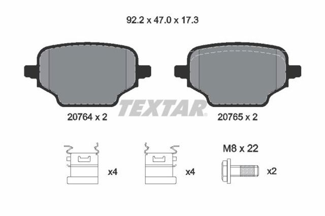 Колодки тормозные задние, дисковые 2076401 TEXTAR