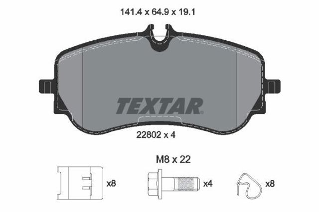 Задние тормозные колодки 2280201 TEXTAR