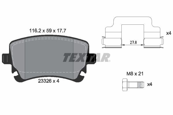 2332601 TEXTAR Колодки тормозные задние дисковые купить в Тернополь