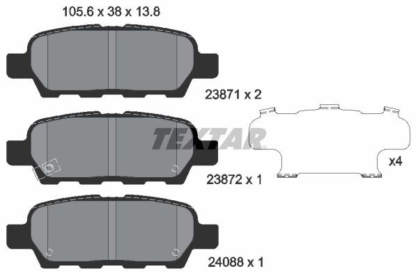 Колодки тормозные задние, дисковые 2387101 TEXTAR