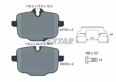 TEXTAR 2470401 Задние тормозные колодки в наличии Запорожье