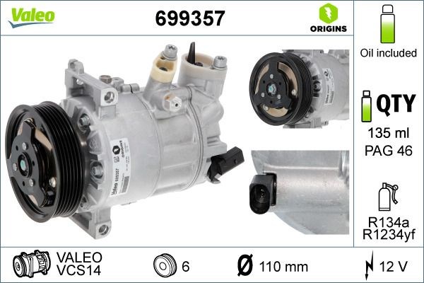 VALEO 699357 Компрессор кондиционера в наличии Павлоград