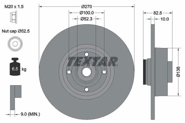 Дисковый тормоз 92154503 TEXTAR