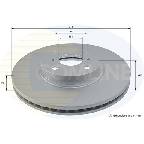 Adc01142v comline - диск гальмівний вентильований з покриттям ADC01142V