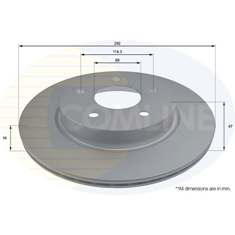 Adc0297v comline - диск гальмівний вентильований з покриттям ADC0297V