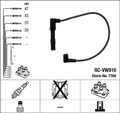 7306  (rc-vw910)  ngk - комплект проводів запалювання RC-VW910
