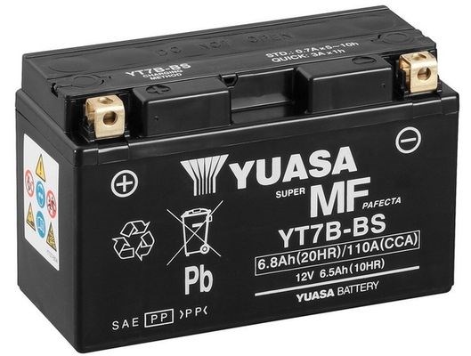 Мото yuasa 12v 6,5ah mf vrla battery agm yt7b-bs(сухозаряжений) YT7B-BS