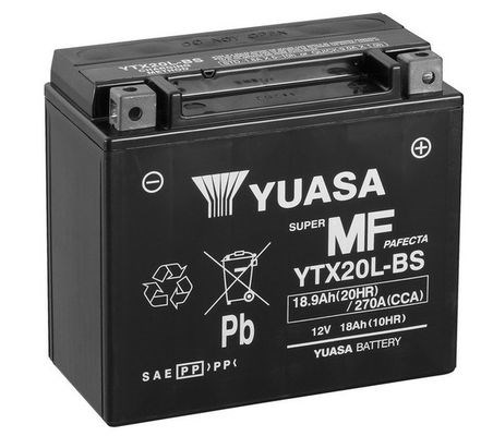 Мото yuasa 12v 18,9ah  mf vrla battery  ytx20l-bs(сухозаряжений) YTX20L-BS