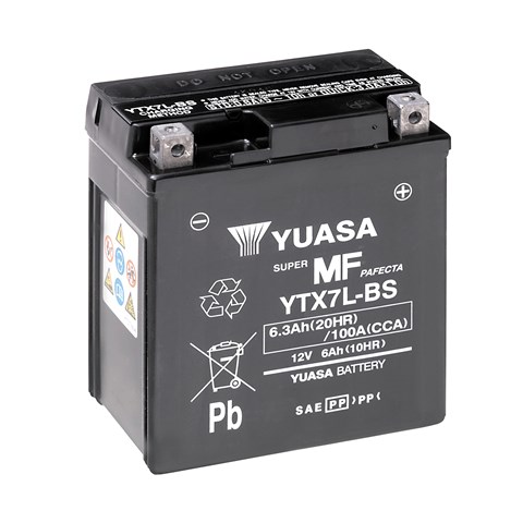 Мото yuasa 12v 6ah  mf vrla battery agm ytx7l-bs (сухозаряжений) YTX7L-BS