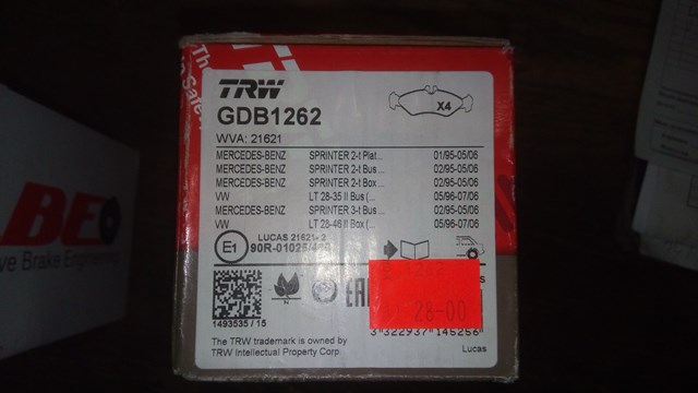 TRW GDB1262 Колодки тормозные задние дисковые в наличии Кривой Рог