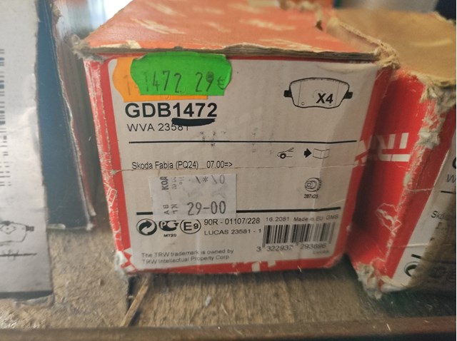 GDB1472 TRW Передние тормозные колодки купить в Павлоград