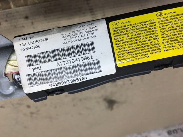 Подушка безопасности, сбоку левая 72127078479 BMW
