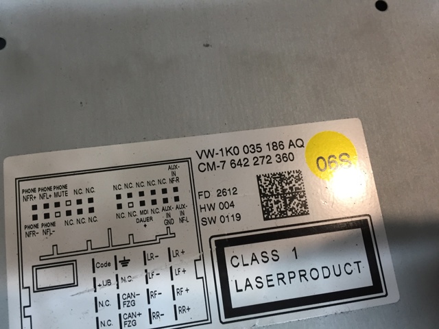 VAG 1K0035186AQ Магнитола (радио AM/FM) в наличии Каменское
