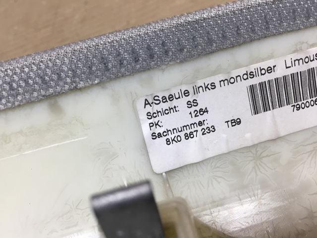 VAG 8K0867233TB9 Обшивка стойки кузова внутренняя передняя левая в наличии Черкассы