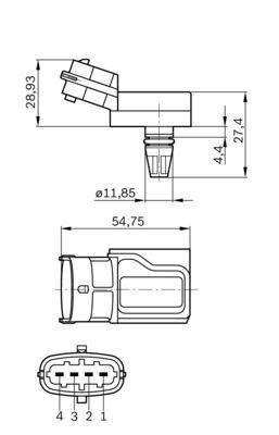 Датчик давления во впускном коллекторе, MAP 0281002573 Bosch