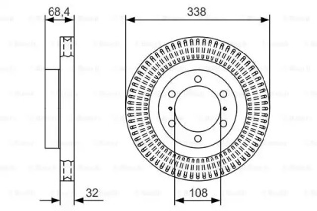 Диск тормозной передний 0986479A65 BOSCH