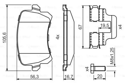 BOSCH 0986494731 Колодки тормозные задние дисковые в наличии Львов