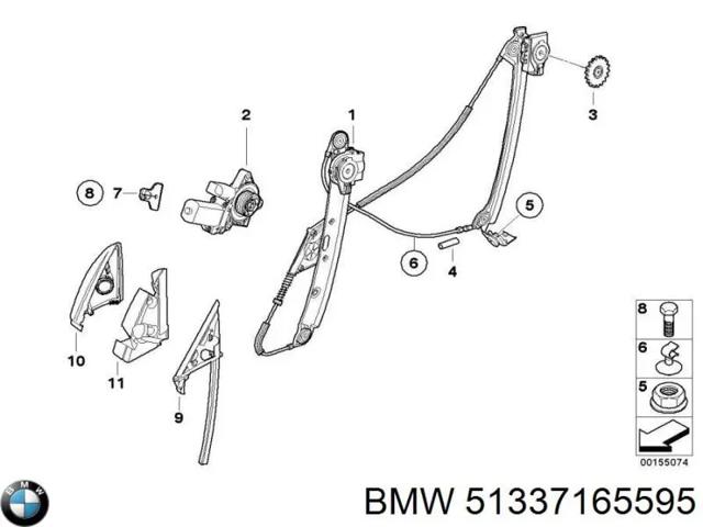 Стеклоподъемник передней двери 51337165595 BMW