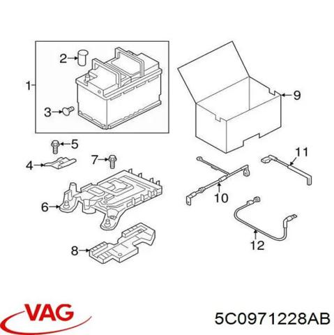VAG 5C0971228AB Кабель положительной клемы аккумулятора (АКБ) в наличии Киев
