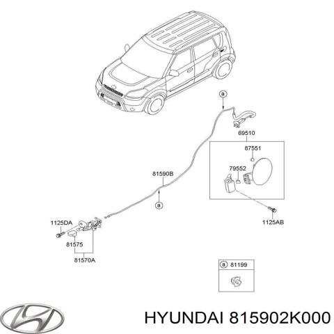 HYUNDAI 815902K000 Трос открывания лючка бензобака в наличии Винница