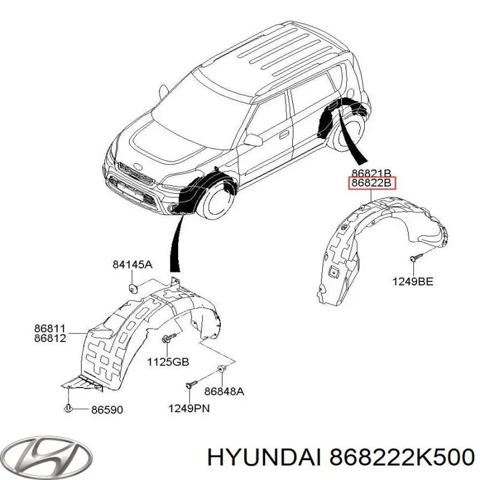 868222K500 HYUNDAI Подкрылок задний правый купить в Ирпень