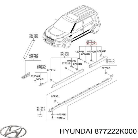 877222K000 HYUNDAI Молдинг двери задней правой купить в Полтава