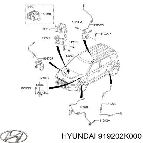 HYUNDAI 919202K000 Датчик АБС (ABS) задний левый в наличии Николаев