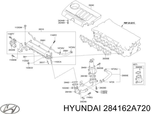284162A720 HYUNDAI Радиатор системы EGR рециркуляции выхлопных газов купить в Черновцы