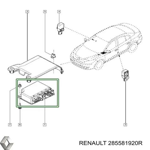285581920R RENAULT Модуль-процессор управления подушкой безопасности (ЭБУ AIRBAG) купить в Львов