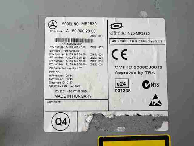 MERCEDES A1699002000 Магнитола в наличии Винница