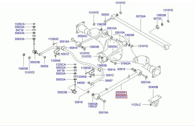 HYUNDAI 55500H1050 Рычаг (тяга) задней подвески продольный нижний левый в наличии Хмельницкий