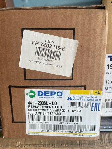 Левая противотуманная фара FP7402H5E DEPO