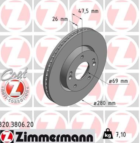 ZIMMERMANN 320380620 Передние тормозные диски в наличии Каменское