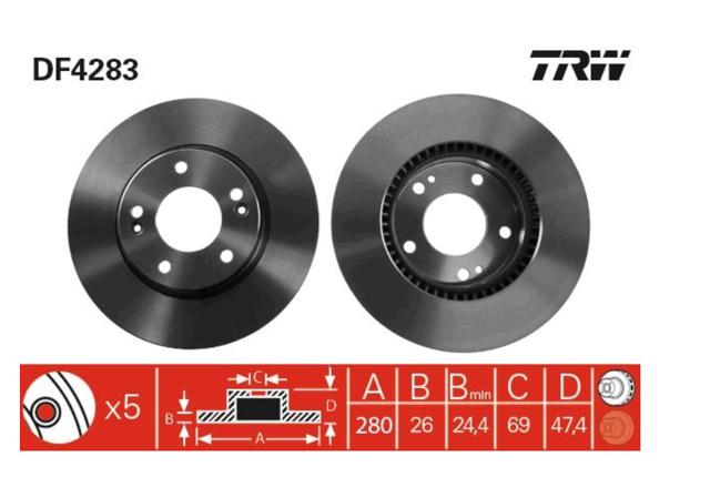DF4283 Передние тормозные диски купить Хмельницкий