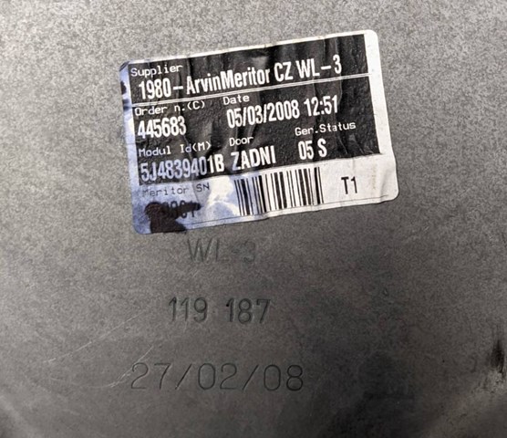 VAG 5J4839401B Механизм стеклоподъемника двери задней левой в наличии Николаев