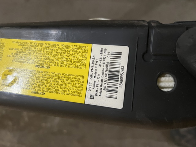 24451366 Подушка безопасности (AIRBAG) шторка боковая левая купить Чернигов