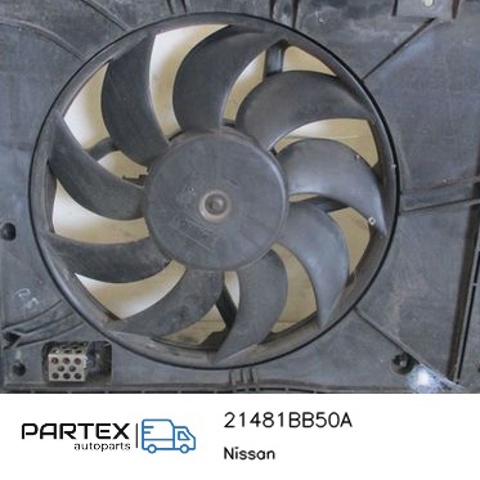 21481BB50A NISSAN Диффузор радиатора кондиционера, в сборе с крыльчаткой и мотором купить в Ровно