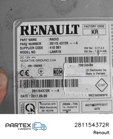 RENAULT 281154372R Магнитола (радио AM/FM) в наличии Ровно