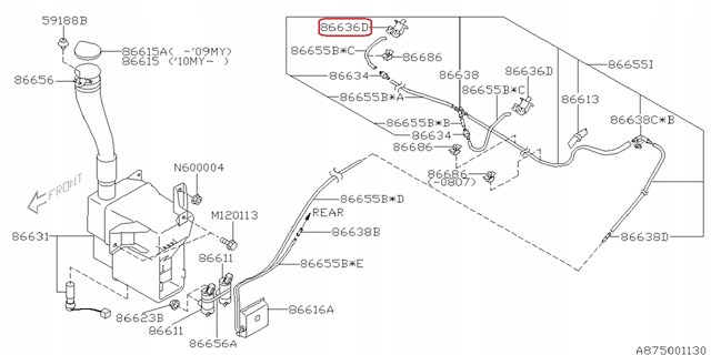 Форсунка омывателя фары передней 86636XA02A Subaru