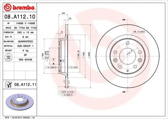 Disco do freio traseiro 08A11211 BREMBO