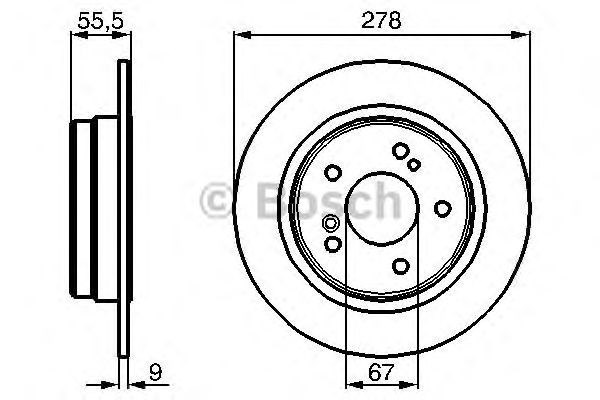 Disco de freio traseiro Bosch DB W124/202/203/210 (2789) 0986478325