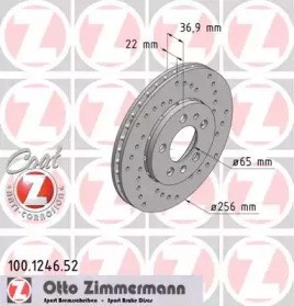 Disco do freio dianteiro 100124652 Zimmermann