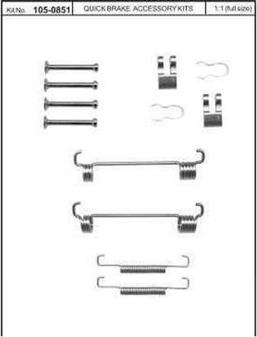 Kit de montagem das sapatas traseiras de tambor 1050851 Quick Brake