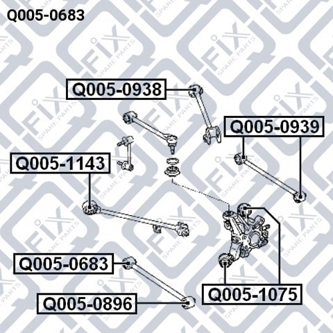 Bloco silencioso interno traseiro de braço oscilante transversal Q0050683 Q-fix