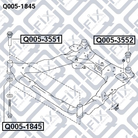 Bloco silencioso (coxim) de viga dianteira (de plataforma veicular) Q0051845 Q-fix