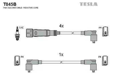 Fios de alta voltagem, kit T045B Tesla