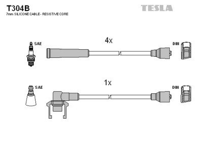 Fios de alta voltagem, kit T304B Tesla