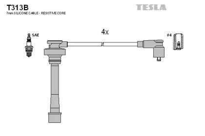 Fios de alta voltagem, kit T313B Tesla