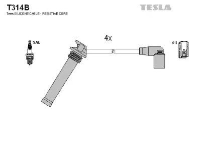 Fios de alta voltagem, kit T314B Tesla