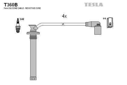 Fios de alta voltagem, kit T360B Tesla